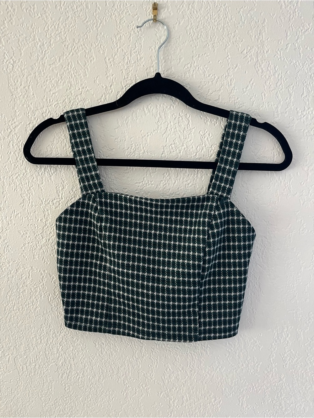 iris Green Plaid Square-Neck Cropped Tank